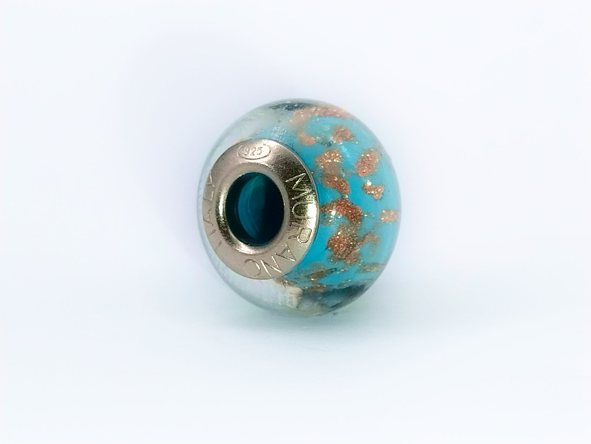 Amuleto Celeste Murano Bedel Hemelsblauw Koper 925 Zilver Lerrosa