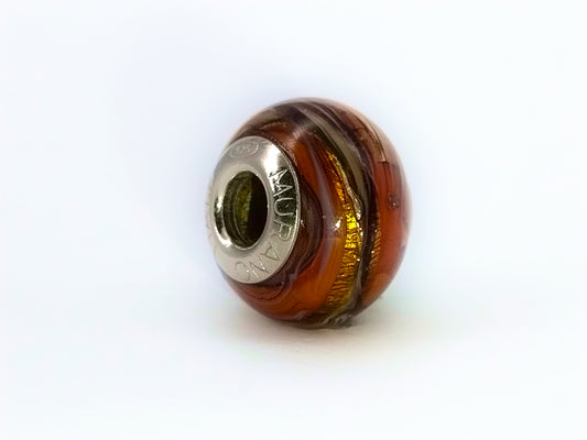 Caramello Veneziano Murano Bedel Bruin 925 Zilver Lerrosa