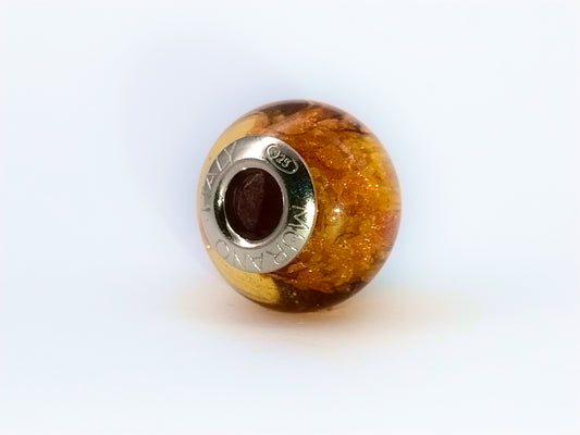 Favo di Miele Murano Bedel Amber Goudbruin 925 Zilver Lerrosa